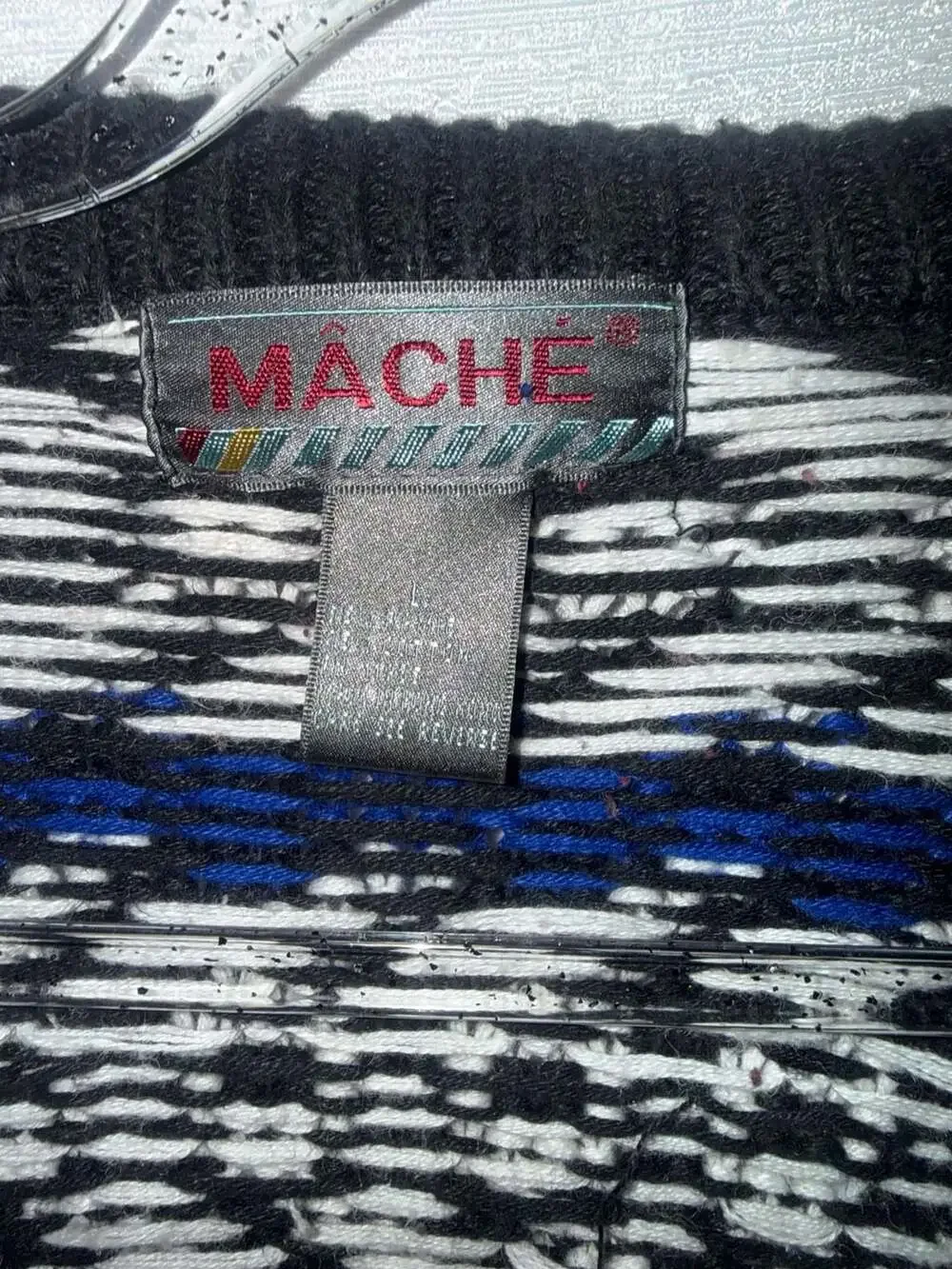 Vintage 90s Mache Geometric Pattern Button-Up Knit Cardigan Sweater